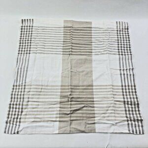 West Elm Steven Alan Stripes Tan & White Plaid 100% Cotton Euro Sham 25x25 New W